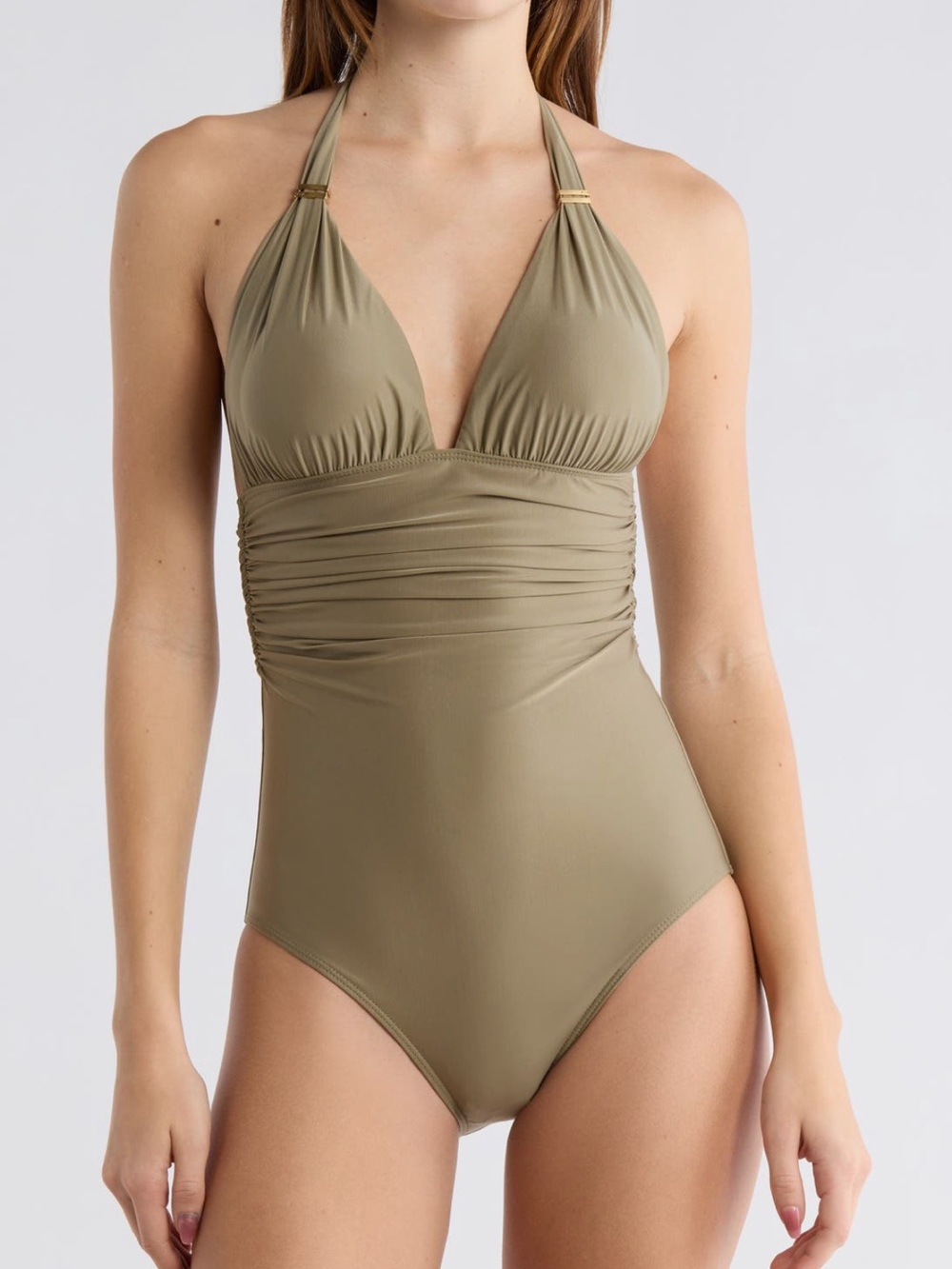 Vix Bia Olive Halter One-Piece Swimsuit